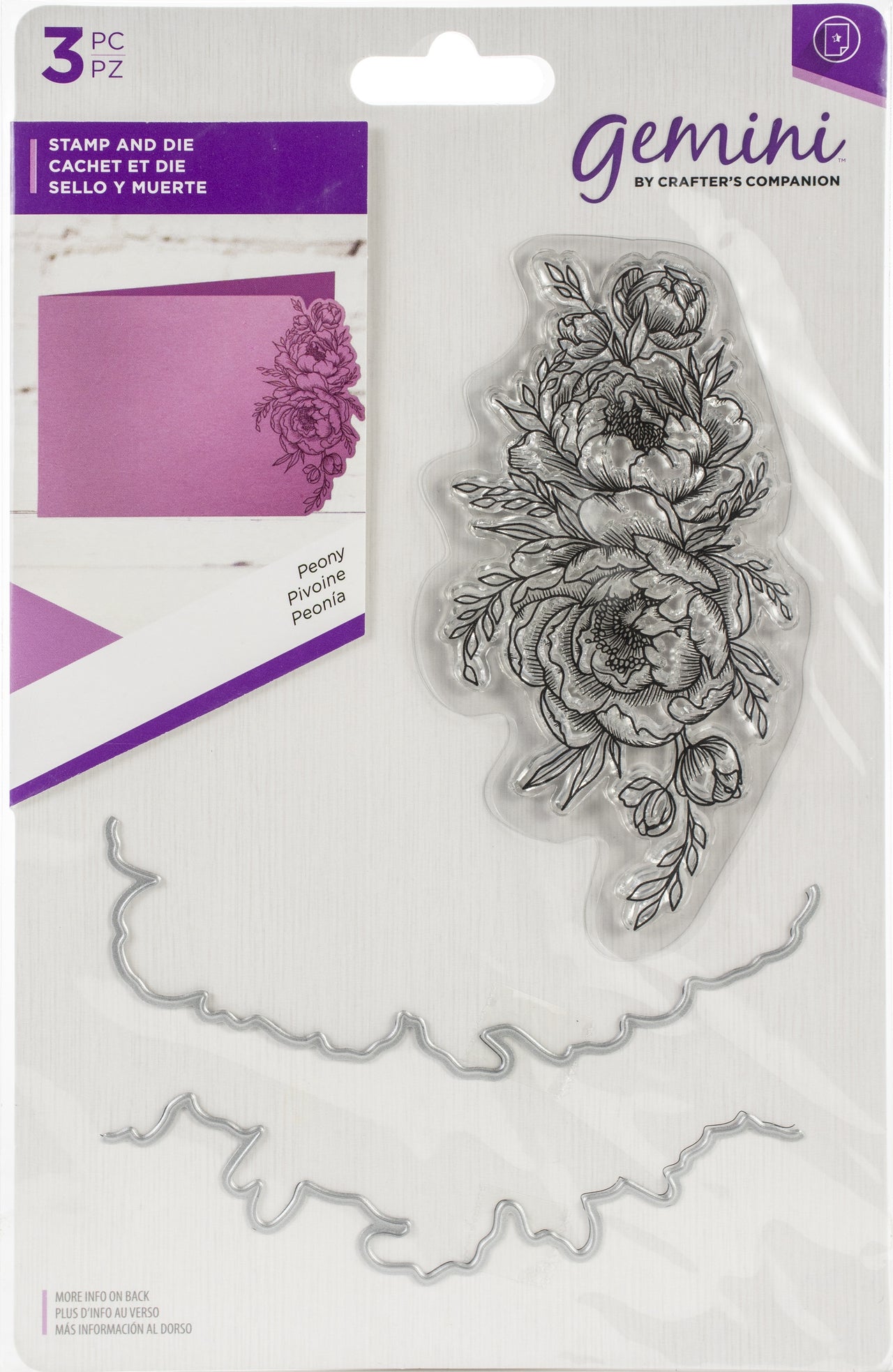 Crafter's Companion Gemini Clear Stamps & Dies - Peony