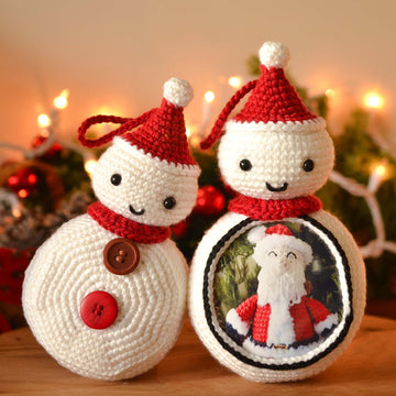 Snowball the Snowman Picture Frame Ornament