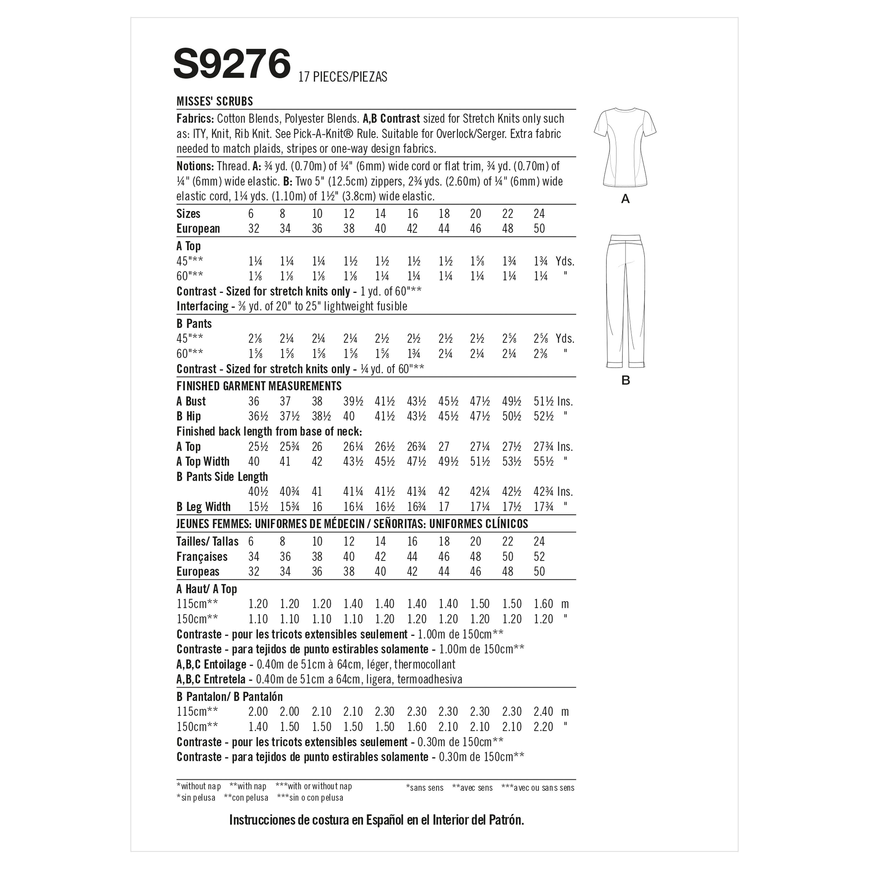 Simplicity Misses' Scrubs S9276 - Sewing Pattern