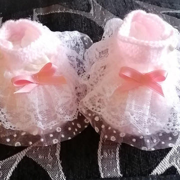 Baby Knitting Pattern Lacy Lacy Dress and Shoes 0-3mths