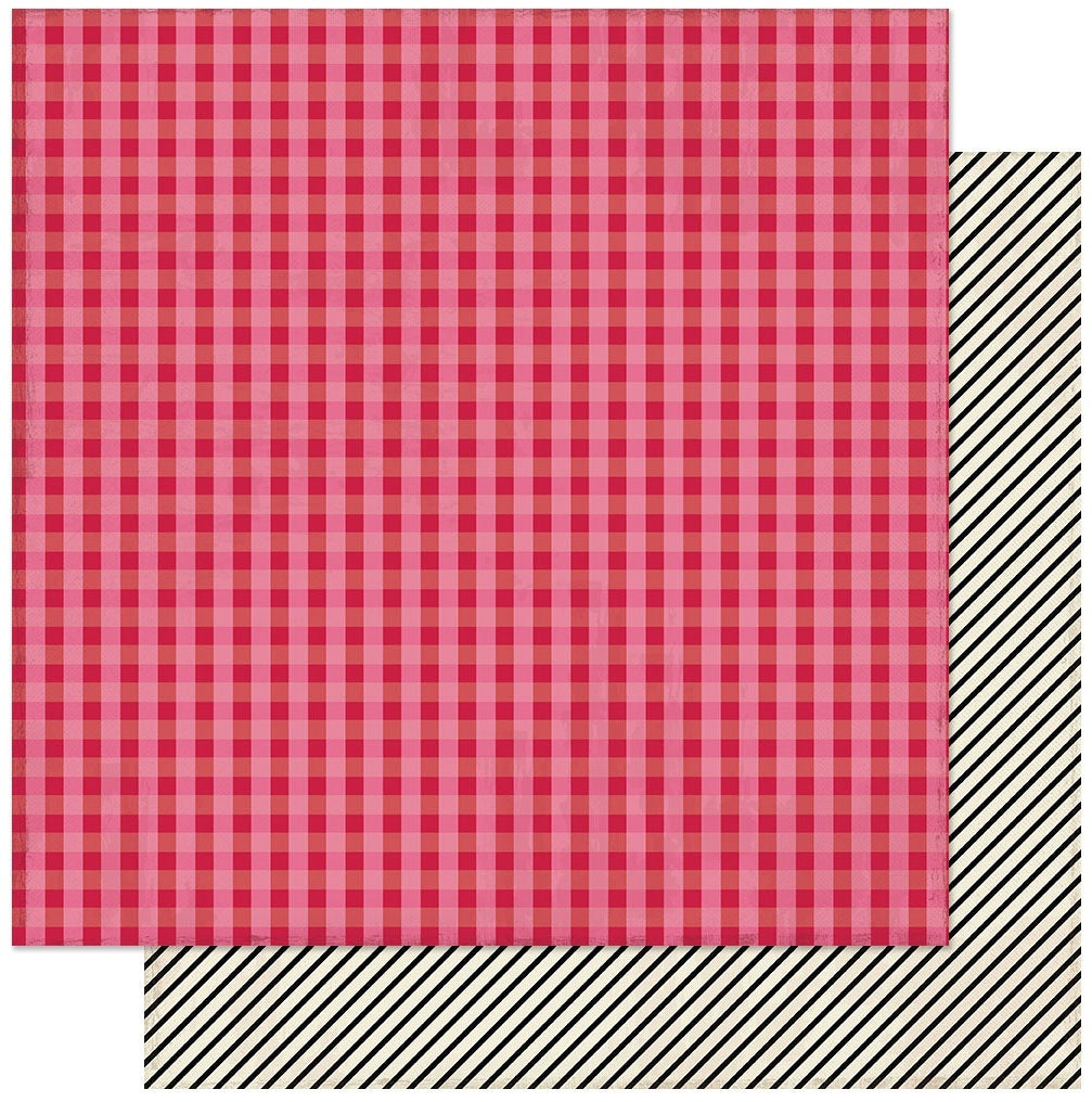 Authentique Paper Love Notes Double-Sided Cardstock 12"X12" 18/Pkg - #5 Red & Pink Gingham