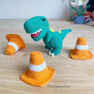 Mini Traffic Cone Amigurumi Crochet Pattern by erinmaycrochet