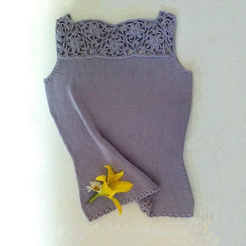 Vivian - floral lace-top shell (crochet+knit)