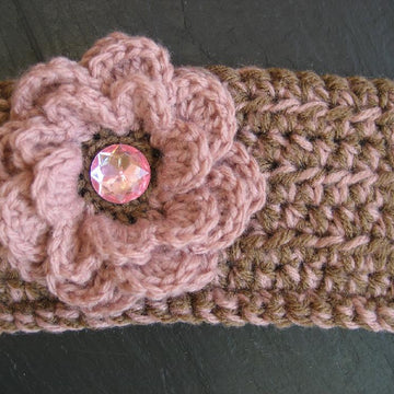 Pattern for Headband Style Earwarmer with Flower (three sizes)