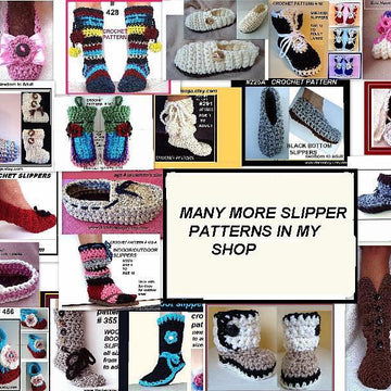 741 CROCHET BOOT SLIPPERS, Adult s, m, l