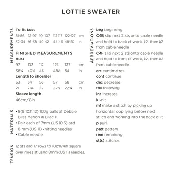 "Lottie" - Jumper Knitting Pattern Women in Debbie Bliss Merion by Debbie Bliss