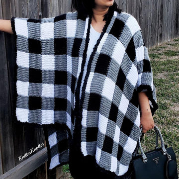 Luxury Plaid Tunisian Poncho
