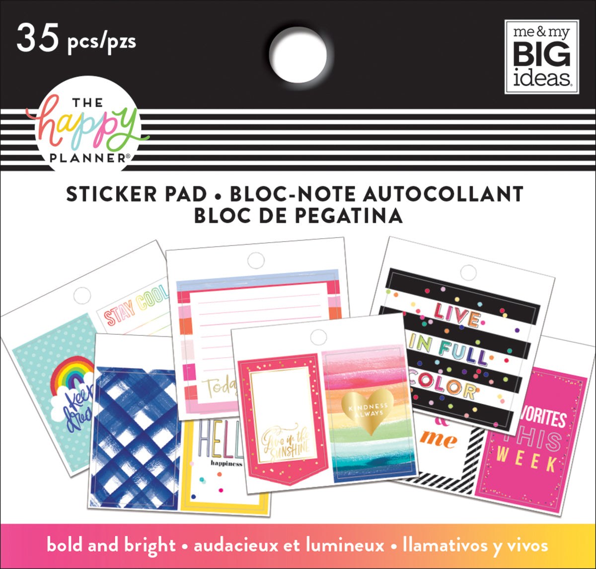 Happy Planner Tiny Sticker Pad - Bold And Bright, 35/Pkg