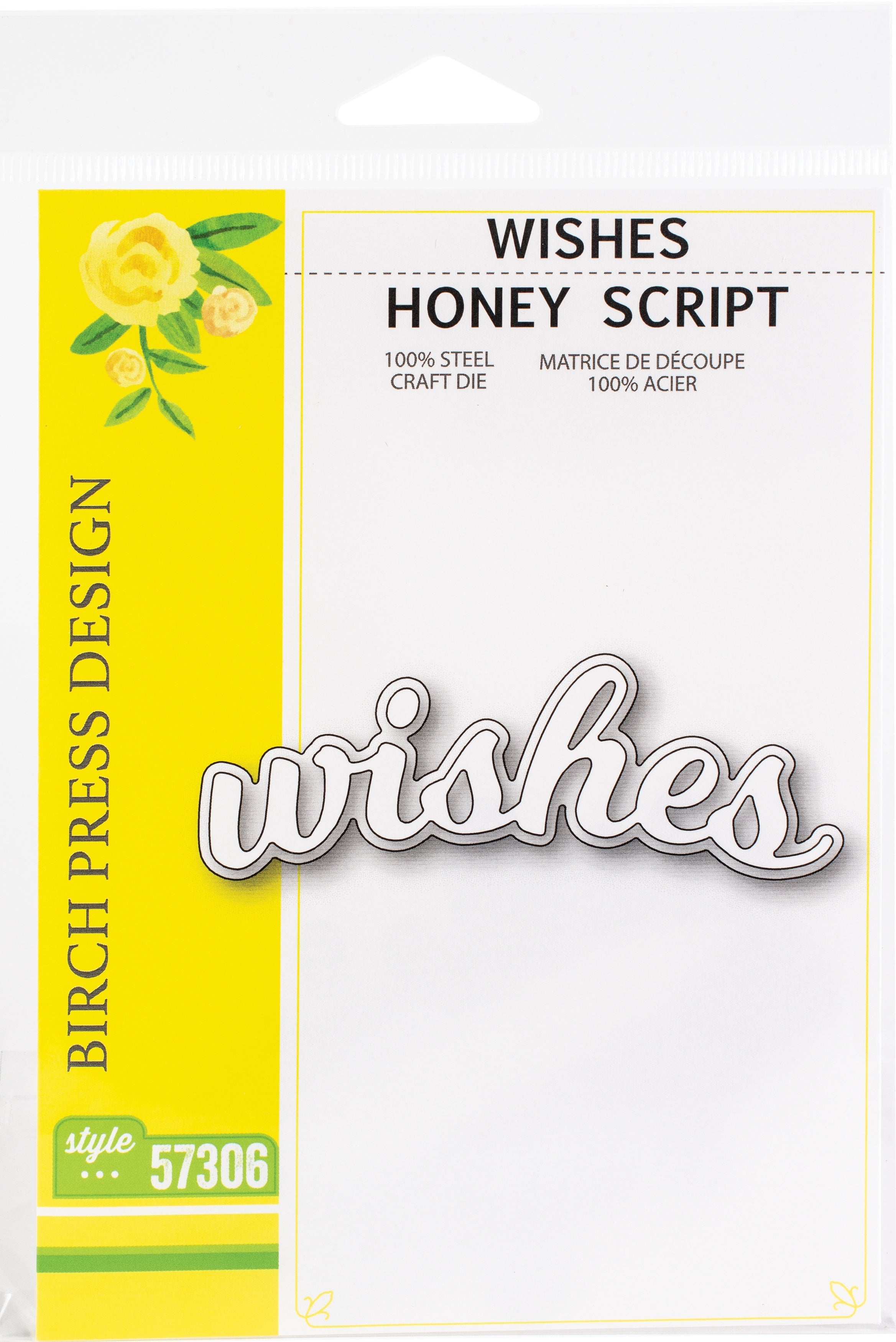 Memory Box Birch Press Designs Dies - Wishes Honey Script