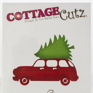 CottageCutz Dies - Car W/Christmas Tree 2.7"X2.2"