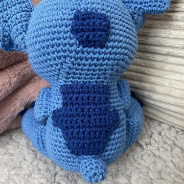 Blue alien amigurumi doll