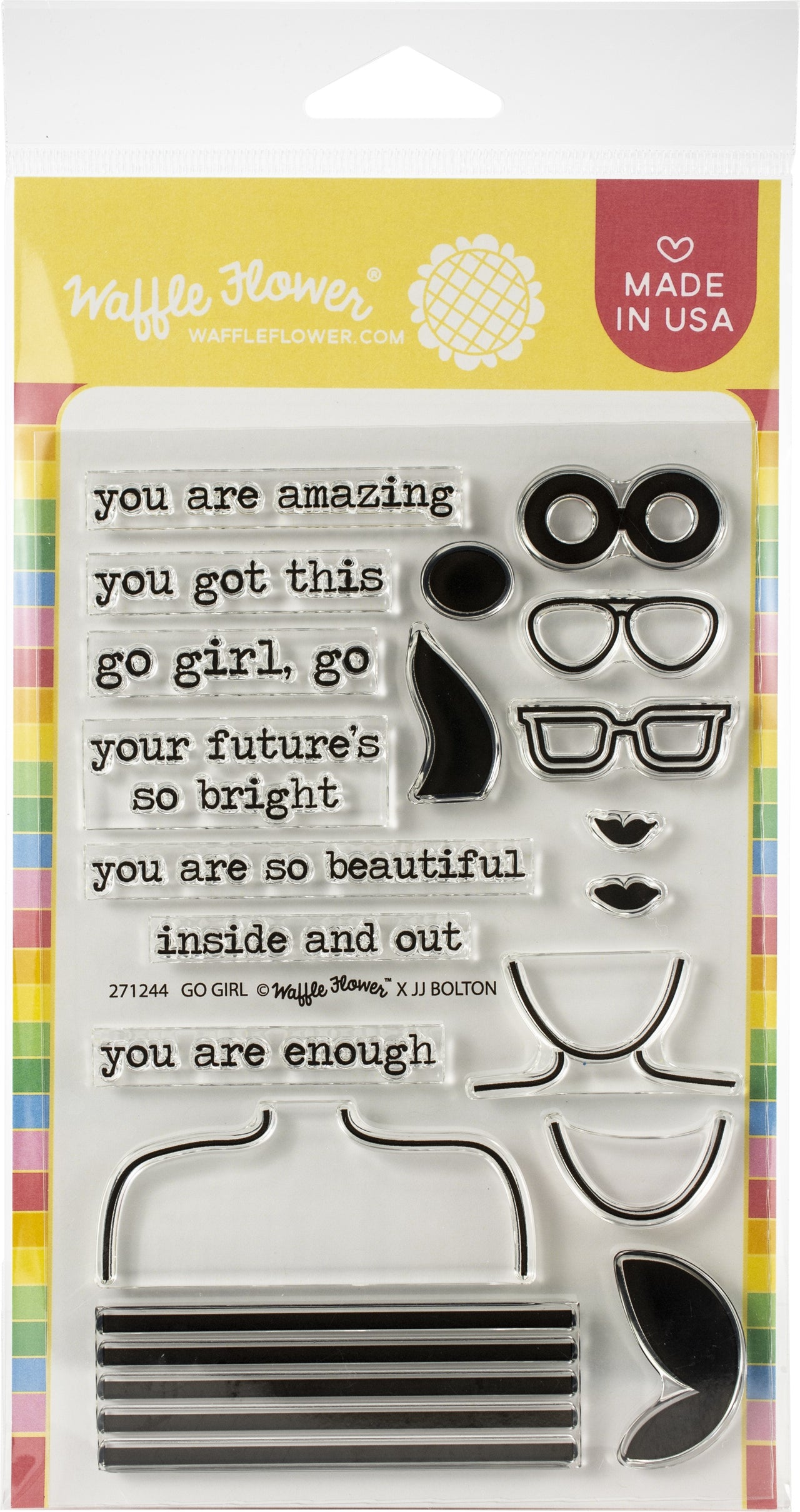 Waffle Flower Crafts Clear Stamps 4"X6" - Go Girl