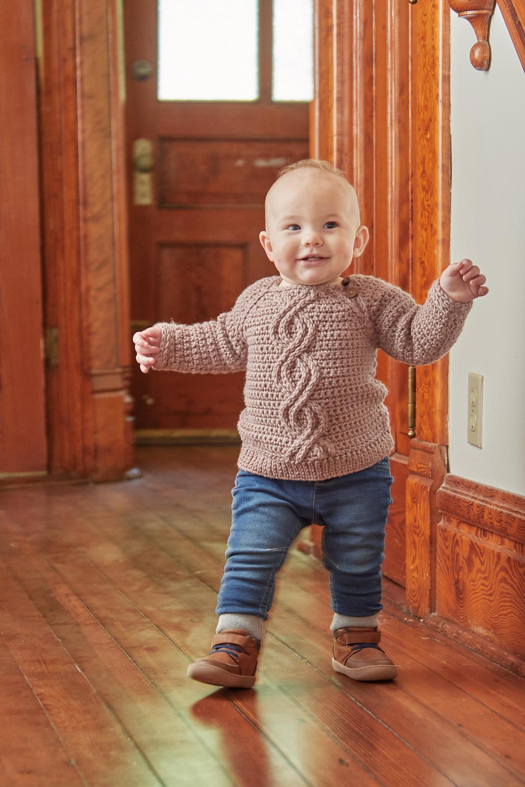 Vintage Baby Crochet Cable Sweater