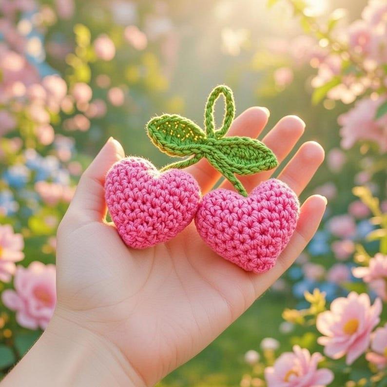 Crochet 2 Hearts Keychain Pattern – Mini Heart Bag Charm (PDF + Video)