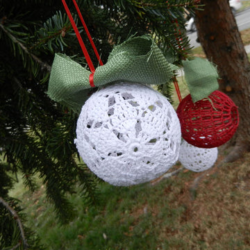 Poinsettia Lace Christmas Ornament