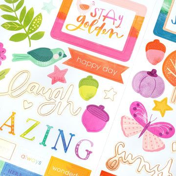 American Crafts Paige Evans Truly Grateful Cardstock Stickers 5.5"X12" 2/Pkg - Accents & Phrases W/Copper Foil
