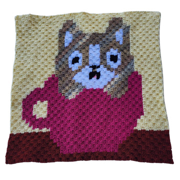 Kitten in Teacup Afghan