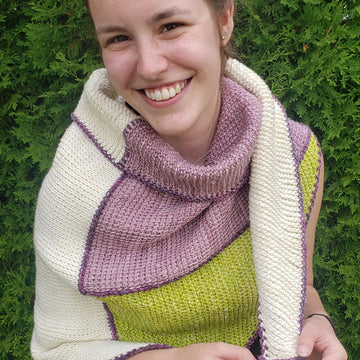 Cubic Tunisian crochet shawl.