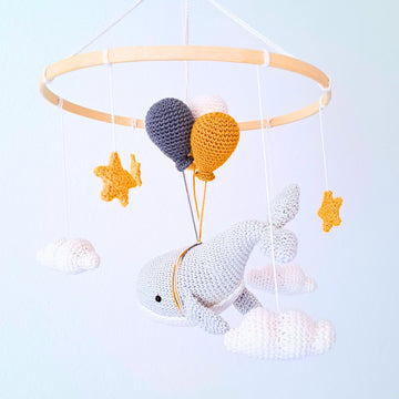 Whale in the sky baby mobile
