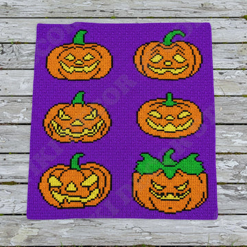 Jack-o’-lantern Baby Blanket SINGLE CROCHET PATTERN