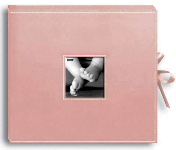 Pioneer 3-Ring Sewn Leatherette Album Box 13"X14.5" - Baby Pink