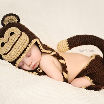 Chip the Monkey Baby Hat and Diaper Cover