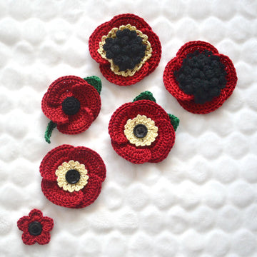 Crochet poppy. Flower brooch. Remembrance poppy