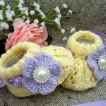 Pattern for Baby Girl Knitted Baby Booties Emilia