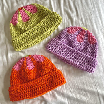 Crocheted flower top hat