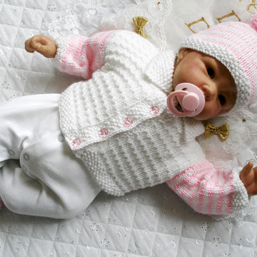 Knitting pattern Baby Reborn Dolls, Cardigan, Hat and boots, 17-22" Doll, 0-3 Month Baby