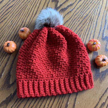 Katie Beanie with Faux Fur Pompon