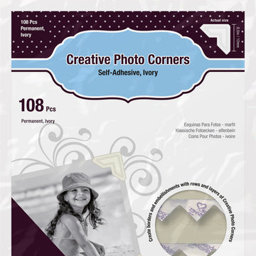 3L Scrapbook Adhesives Paper Photo Corners Self-Adhesive 108/Pk - Ivory