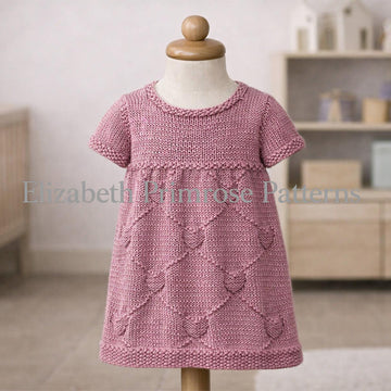 Diamond Hearts Dresses Knitting Pattern | P160 | 0–5 Years | Elizabeth Primrose Patterns