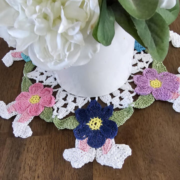 Spring Bunny and Flower Doiley