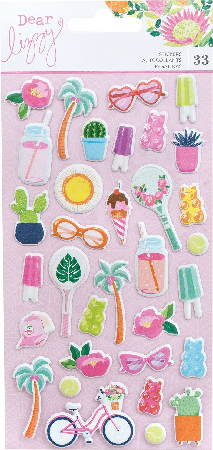 American Crafts Dear Lizzy Here & Now Puffy Stickers 33/Pkg - Mini Icons