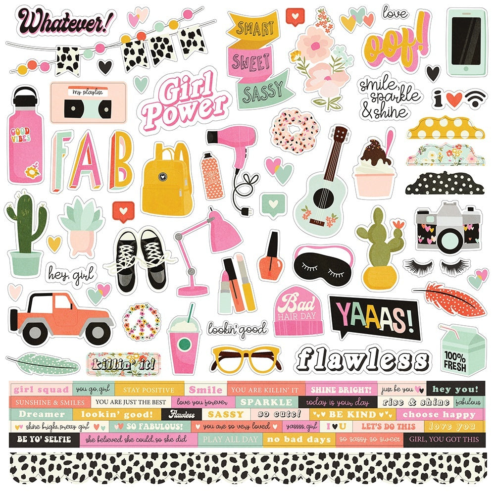 Simple Stories Kate & Ash Cardstock Stickers 12"X12" - Combo