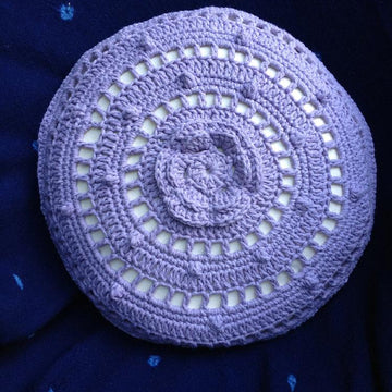'Lean On Me' Crochet Round Cushion/Bolster