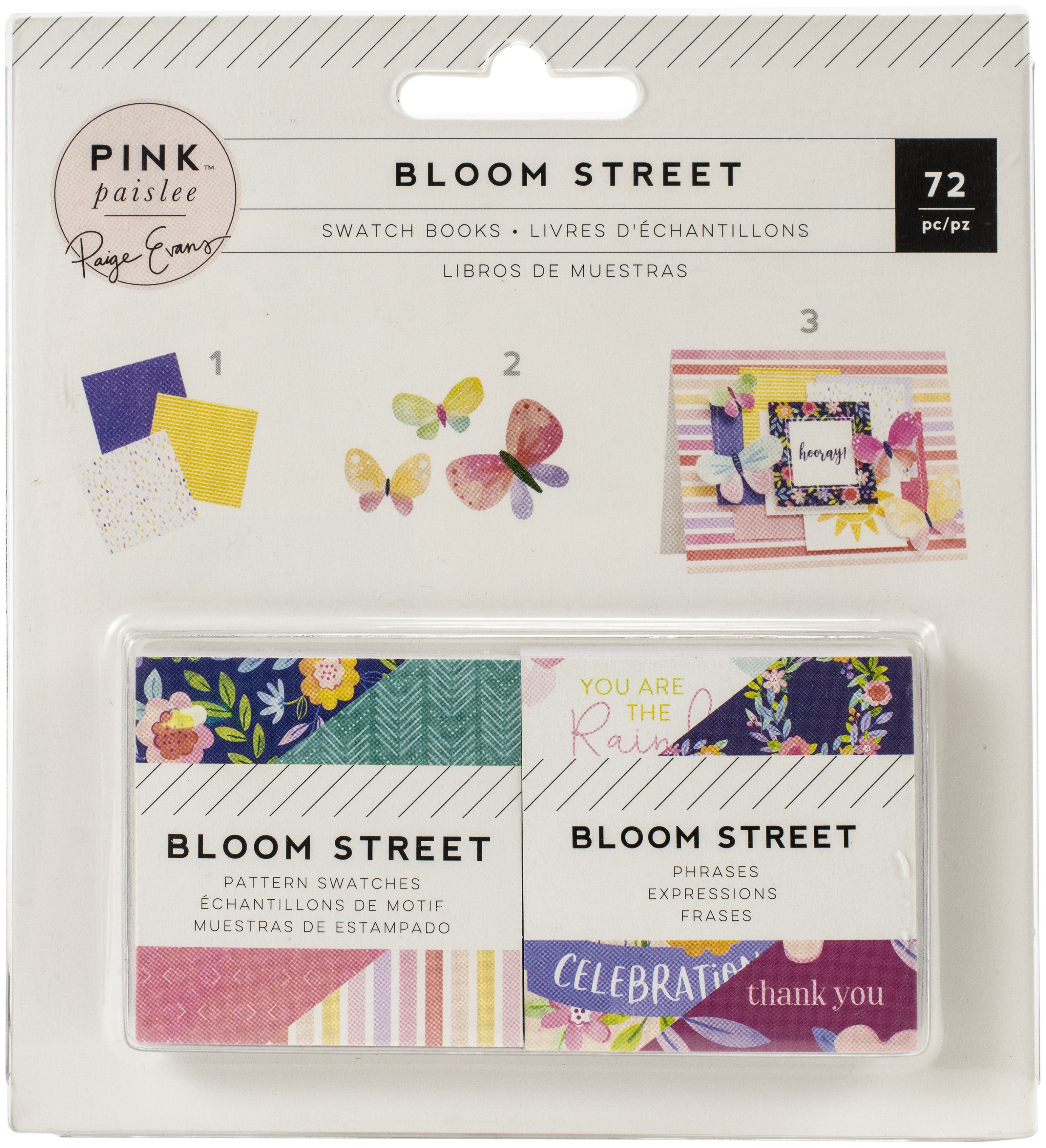 American Crafts Paige Evans Bloom Street Mini Swatch Books 2"X2" 2/Pkg - Pattern & Phrase, 36 Sheets Each