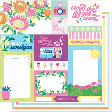 American Crafts Dear Lizzy Here & Now Double-Sided Cardstock 12"X12" 25/Pkg - Endless Summer