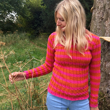 Cable and Rib Striped Sweater