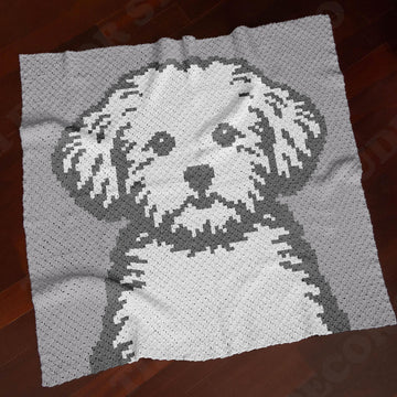 Beginner-friendly Poodle Blanket C2C CROCHET PATTERN Dog Face Throw Chart JPG PDF