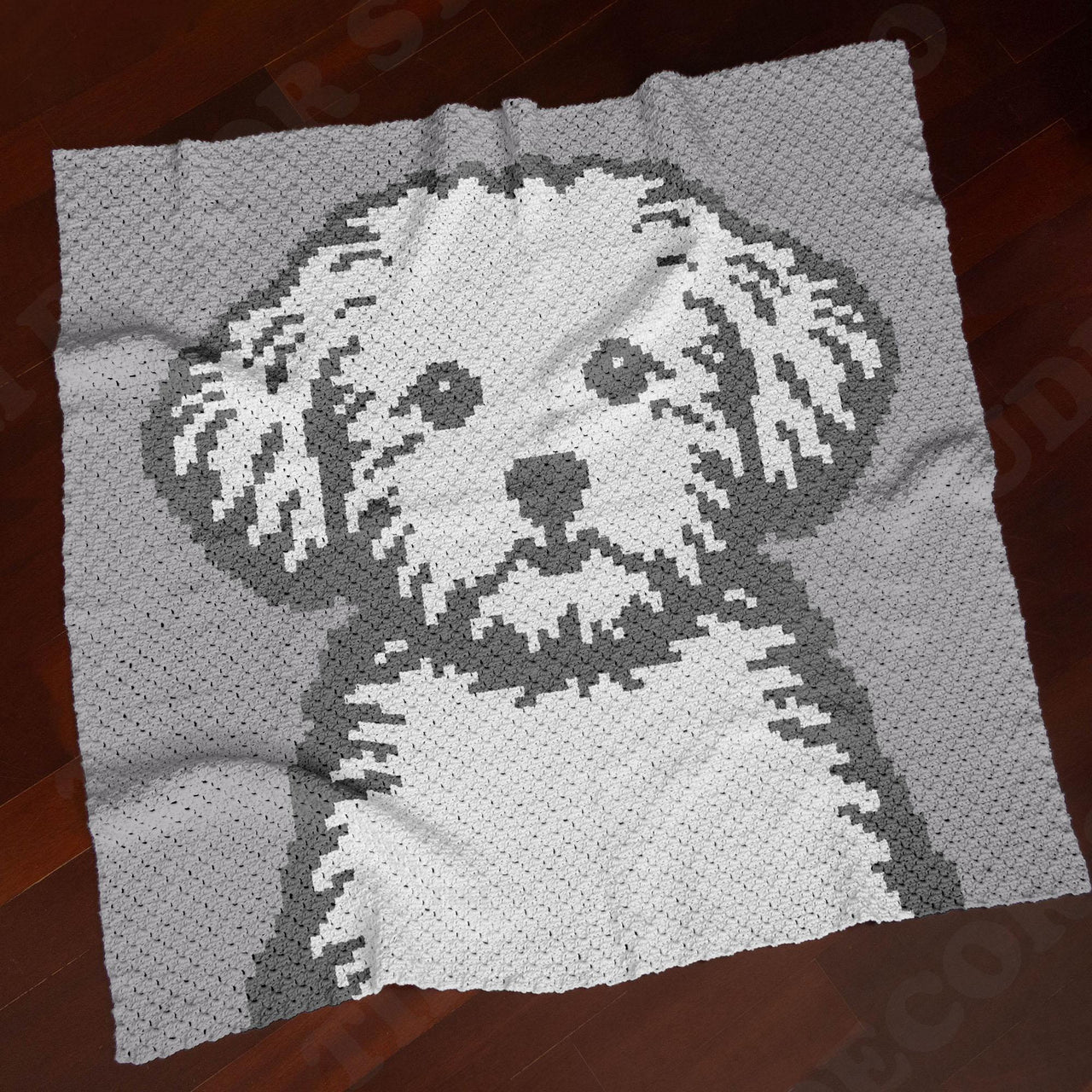 Beginner-friendly Poodle Blanket C2C CROCHET PATTERN Dog Face Throw Chart JPG PDF