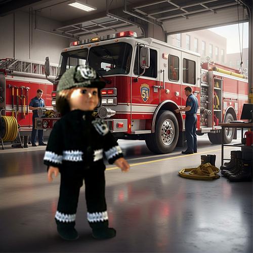 Crochet 18" Doll Outfit, Fireman Costume