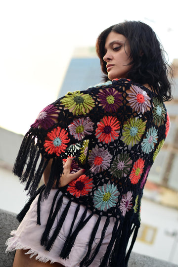 Astra crochet cardigan with fringe