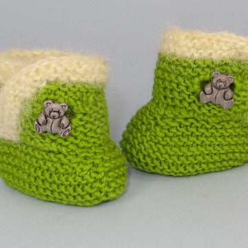 Baby Fur Trim Teddy Button Booties (Bootees)