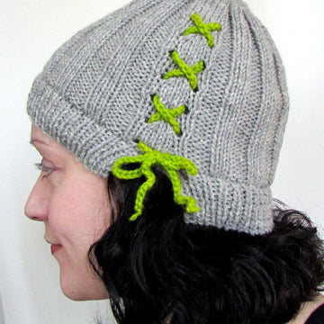 Lace Up Ribbed Beanie