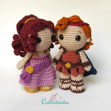 Hercules and Megara amigurumi dolls - crochet patterns by Crochelandia