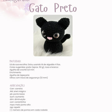 Black Cat Amigurumi – Easy Crochet Pattern (Beginner Friendly) Available in English and Portuguese