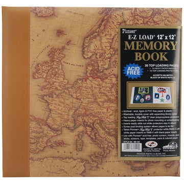 Pioneer Designer Print Post Bound Album 12"X12" - Map