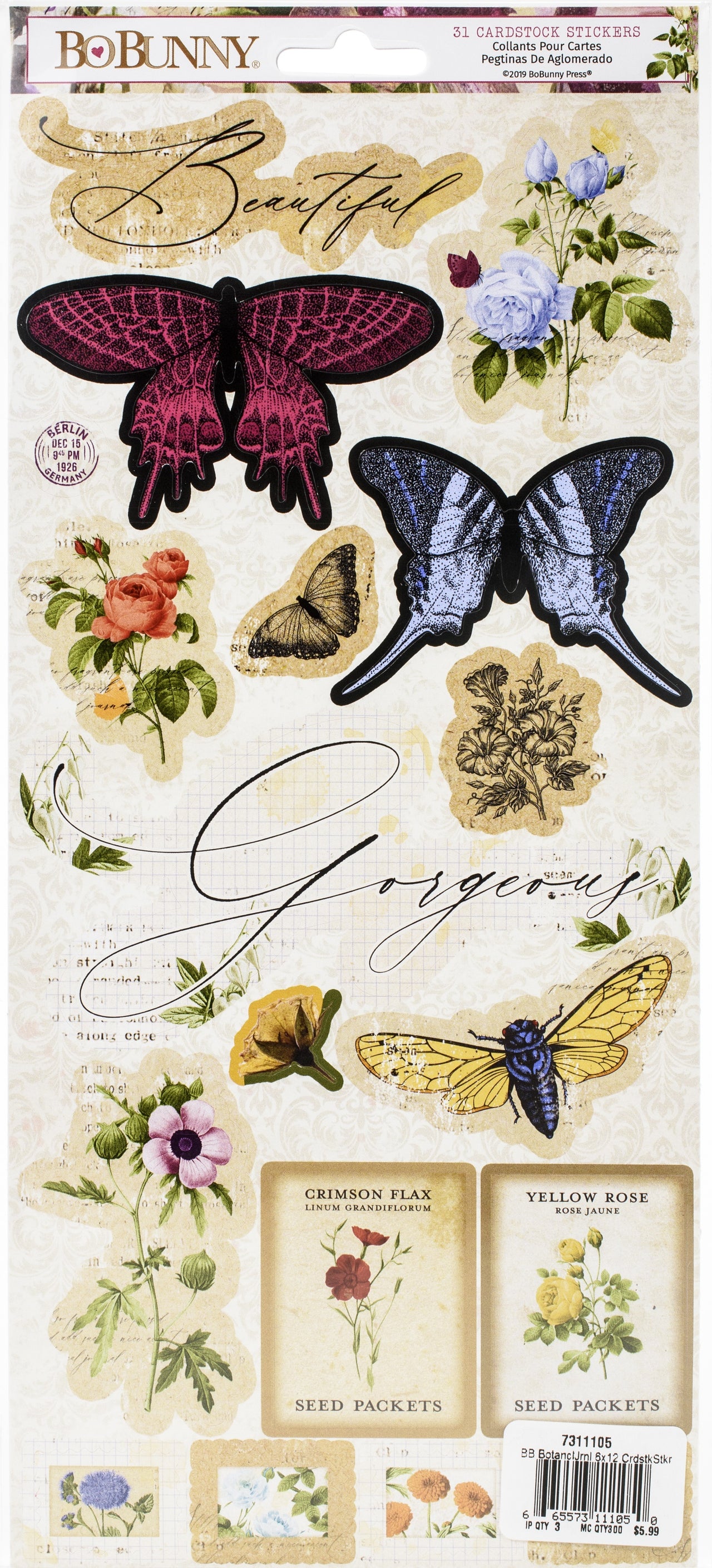 American Crafts Botanical Journal Cardstock Stickers 6"X12" - 622566